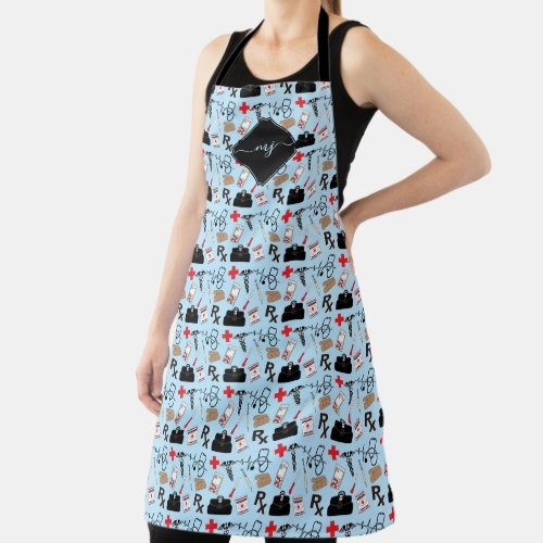 Medical Pattern with Changeable Background Color Apron