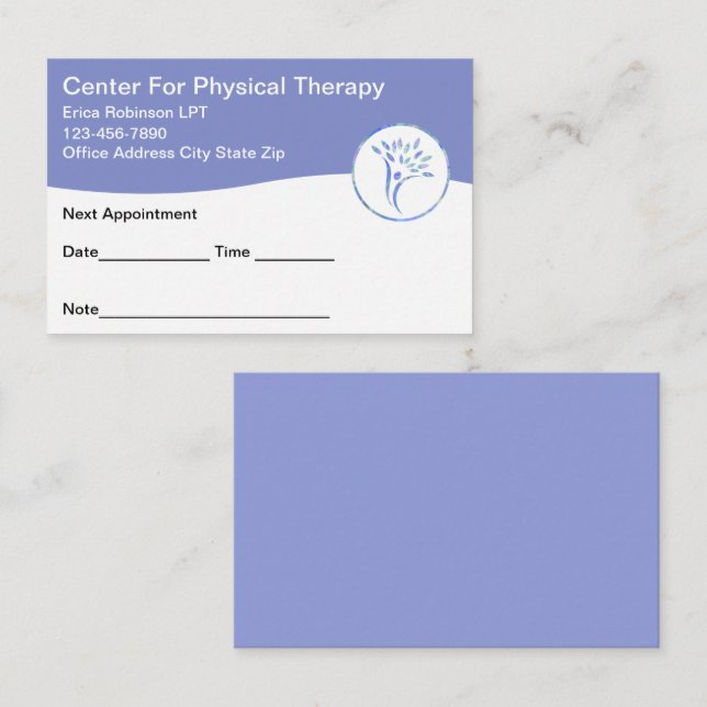 Medical Physical Therapy Appointment Business Card (Front/Back)