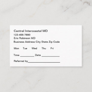 Medical Physician Office Appointment Cards