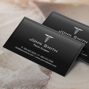 Medical Plastic Surgeon Black Border Business Card