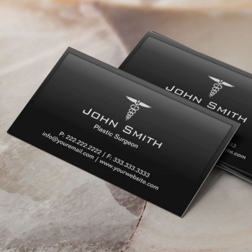 Customizable Medical Plastic Surgeon Black Border Business Card