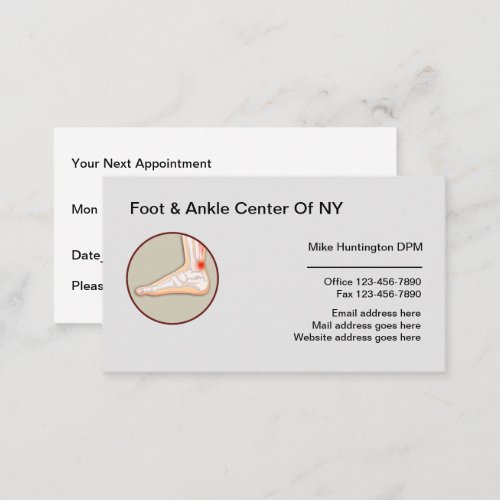  Medical Podiatrist Appointment Business Cards