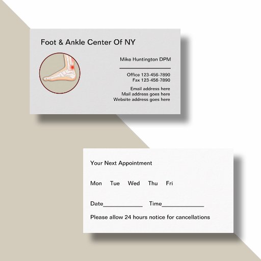 Customizable  Medical Podiatrist Appointment Business Cards