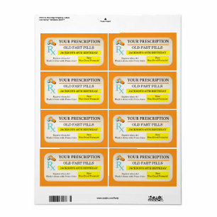Medical prescription labels Old Fart party favors