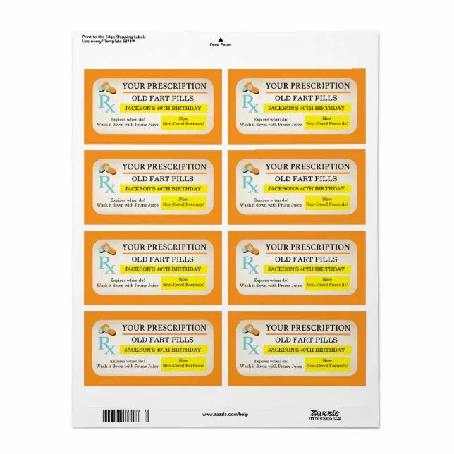 Medical prescription labels Old Fart party favors Zazzle