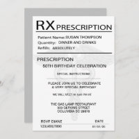 Medical Prescription Pad 50th Birthday Party 