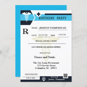 Medical Prescription Pad Birthday Invitation