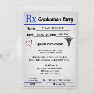 Medical Prescription Pad Graduation Invitation
