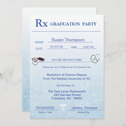 Medical Prescription Pad Graduation Invitation