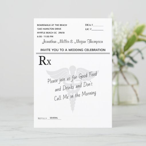 Medical Prescription Pad Wedding Celebration Invitation | Zazzle