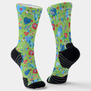 Medical Print on a Green Apple Background  Socks