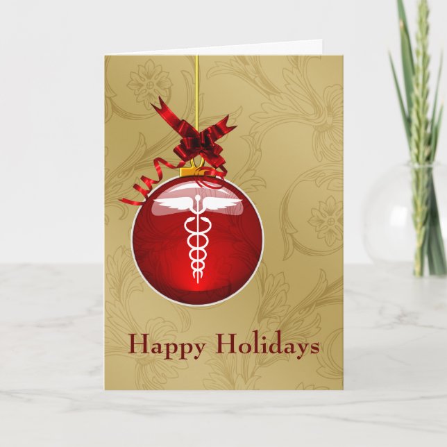 medical profession caduceus sign Christmas Cards (Front)