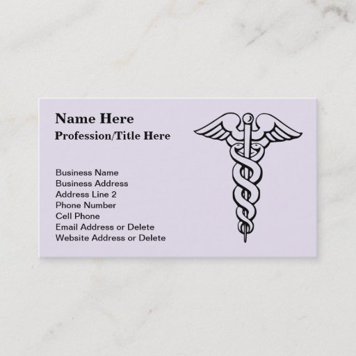 Customizable Medical Profession Symbol Caduceus Business Card