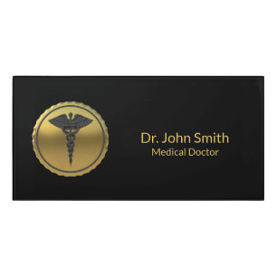 Medical Professional 3D Gold Caduceus Emblem Door Sign