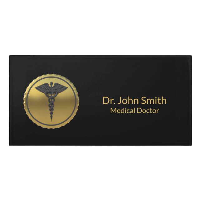 Medical Professional 3D Gold Caduceus Emblem Door Sign (Classic Front)