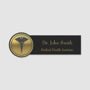 Medical Professional 3D Gold Caduceus Emblem Name Tag