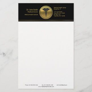 Medical Professional 3D Gold Caduceus Emblem Stationery