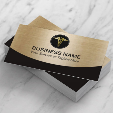 Medical Professional Black & Gold Business Card