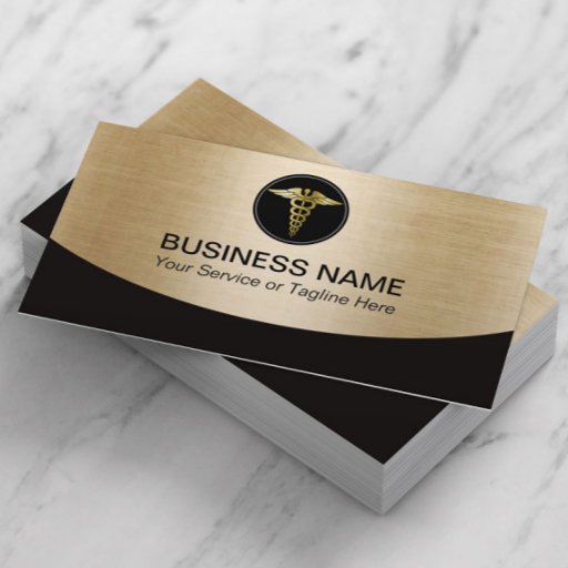 Customizable Medical Professional Black &amp; Gold Business Card