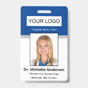 Medical Professional Blue Custom Photo Identity Badge