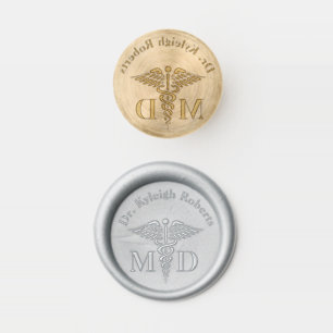 Medical Professional Caduceus Monogram Name Wax Seal Stamp