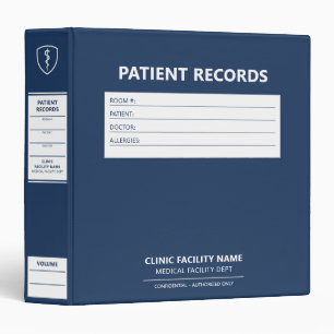 Medical Professional Clinic Blue Patient Records 3 Ring Binder