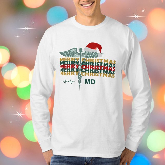 Medical Professional Credentials Merry Christmas T-Shirt (Available in multiple apparel types, colors and sizes. Merry Christmas!)