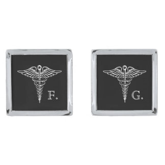 Medical Professional Custom Initials Caduceus Cufflinks