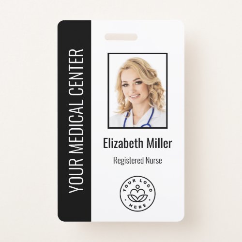 Medical Professional Custom Photo  Text Black Badge