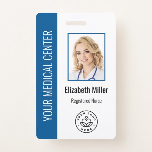 Medical Professional Custom Photo  Text Blue Badge