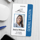 Medical Professional Custom Photo & Text Blue ID