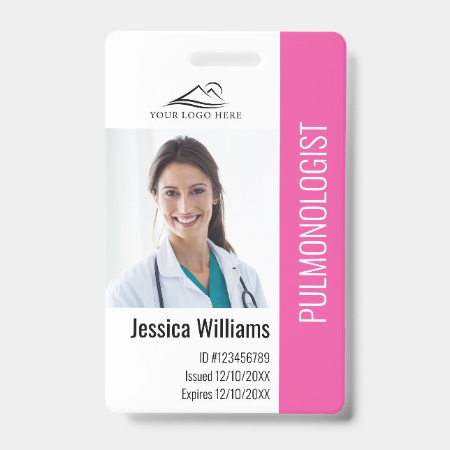 Medical Professional Custom Photo & Text ID Badge (Front)