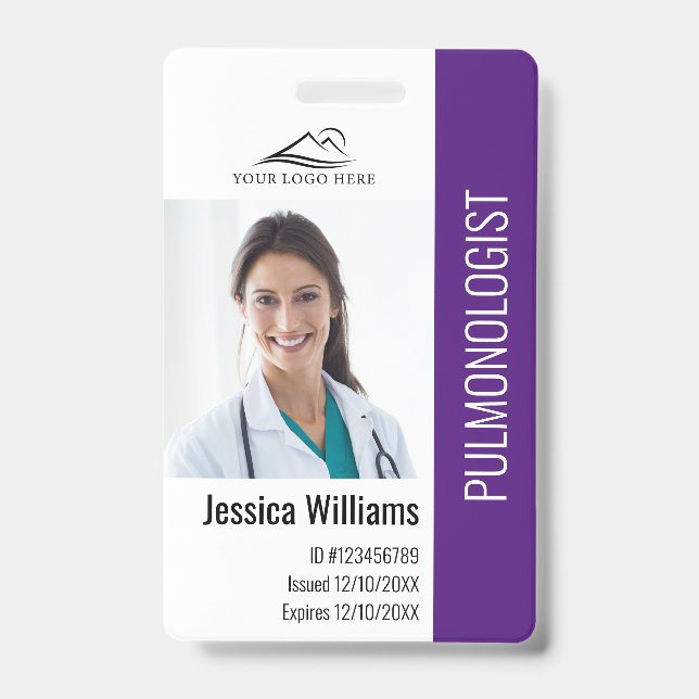 Medical Professional Custom Photo & Text ID Badge (Front)