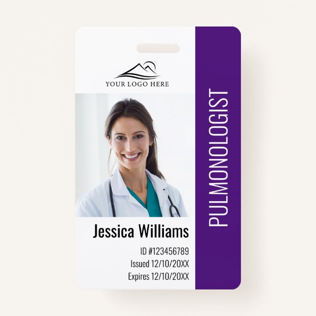 Medical Professional Custom Photo & Text ID Badge (Front)
