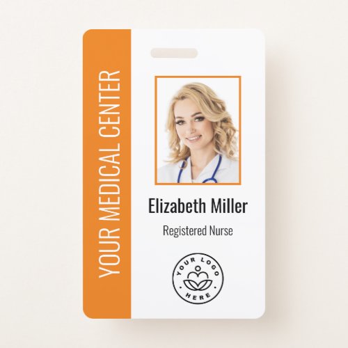 Medical Professional Custom Photo  Text Orange Badge