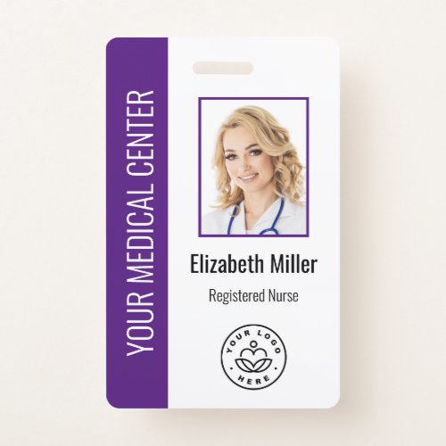 Medical Professional Custom Photo  Text Purple Badge