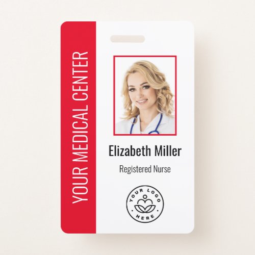 Medical Professional Custom Photo  Text Red Badge