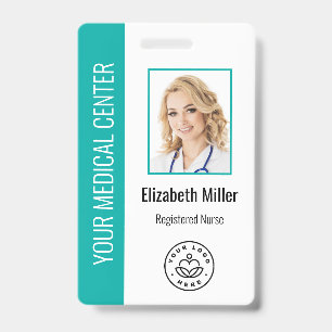 Medical Professional Custom Photo & Text Teal Badge