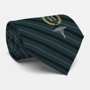 Medical Professional Framed Monogram Slate Blue Neck Tie