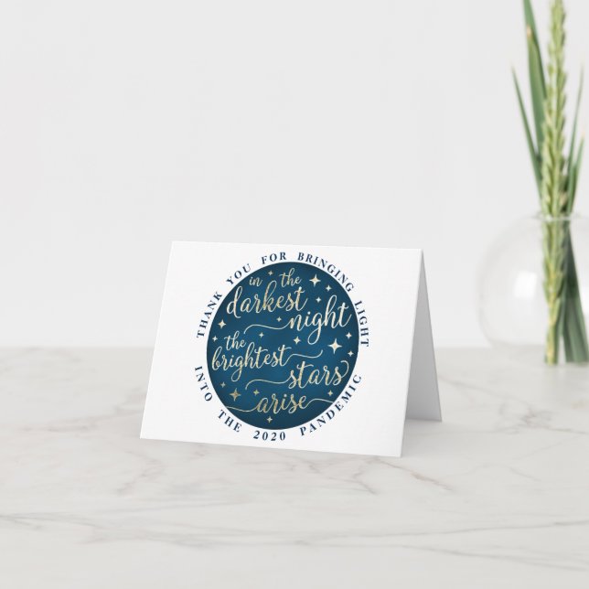 Medical Professional | Light in Darkness Script Letterpress Thank You Card (Front)
