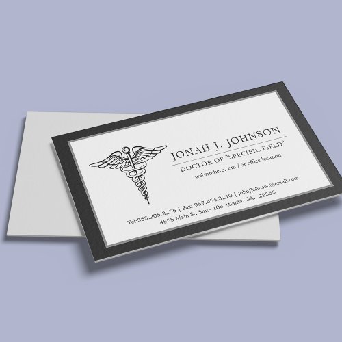 Medical Professional  Minimalist Black Border Business Card