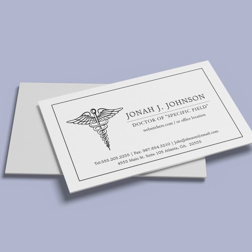 Medical Professional  Minimalist Lined Border Business Card