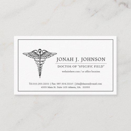 Medical Professional  Minimalist Lined Border Business Card