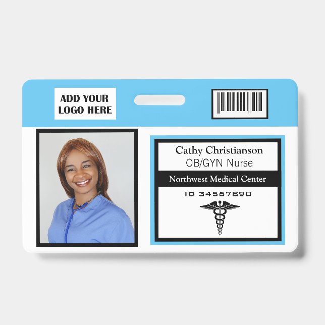Medical Professional Name Photo Badge Scanner Code (Front)