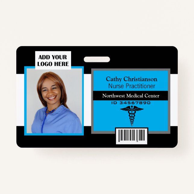Medical Professional Name Photo Badge Scanner Code (Front)