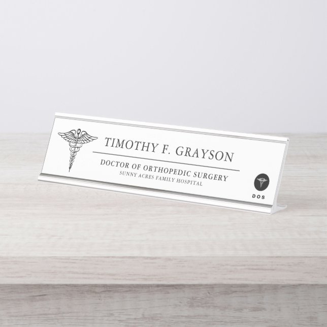 Medical Professional Personalized Desk Name Plate (Front)