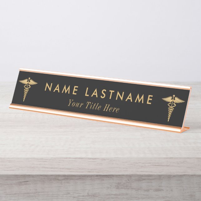 Medical Professional Personalized TGold Desk Name  Plate (Front)