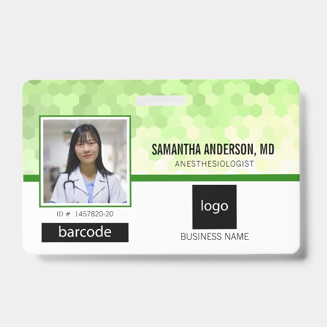 Medical Professional Photo and Logo Green Badge (Front)