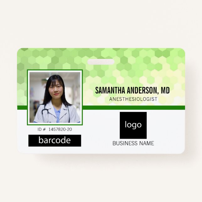 Medical Professional Photo and Logo Green Badge (Front)