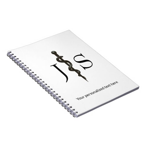 Medical Professional Simple Asclepius Black White Notebook
